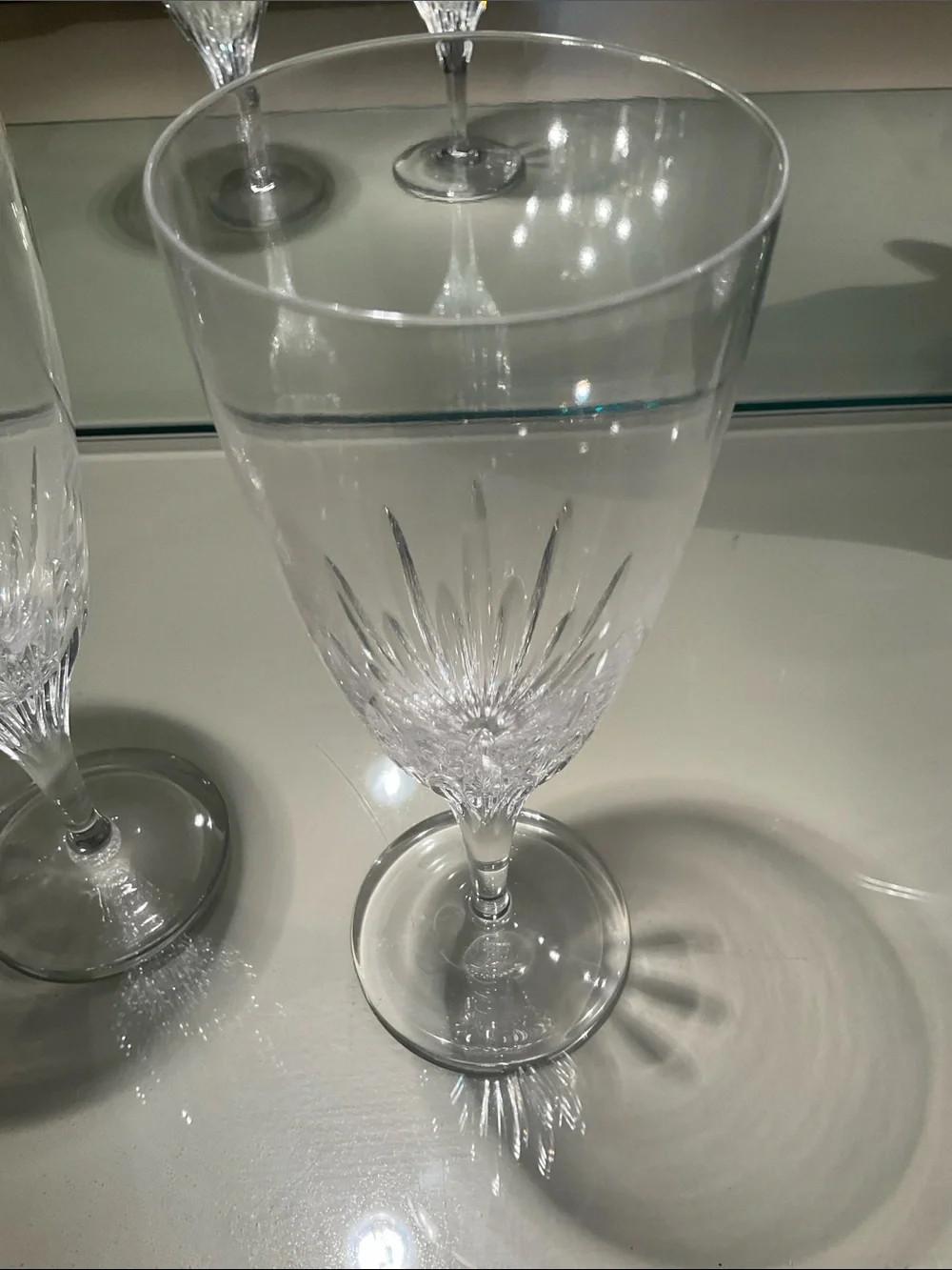 Set of two mint condition, Marquis by Waterford 8” glasses.  Beautiful shape.
